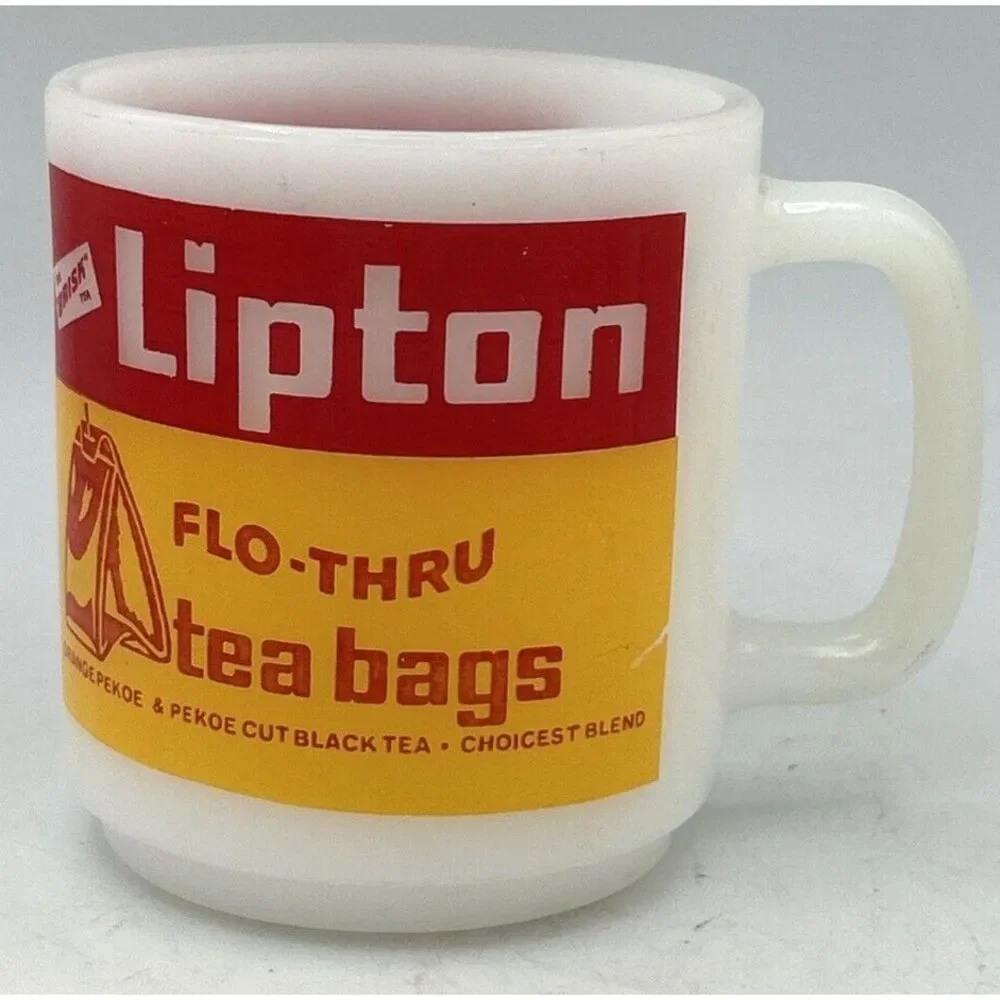 Vtg Cup Mug With Brisk LIPTON FLO-THRU TEA BAGS 3.5